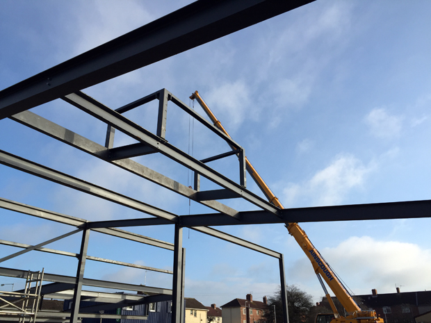 Hatcher Prichard Architects Bristol Cardiff_Briarwood Post 16 Centre_Progress_Steel Frame_Rooflight